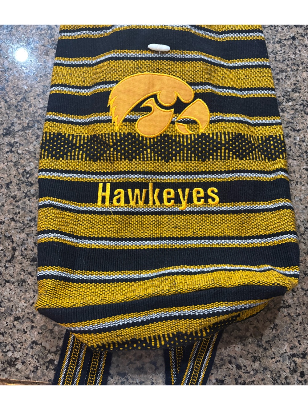 Iowa Hawkeyes NCAA Striped Drawstring Backpack Black Yellow White